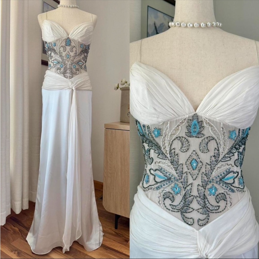 Vintage Y2K 100% Silk Beaded Dress Vintage Beaded Dress Wedding Dress Prom Mesh